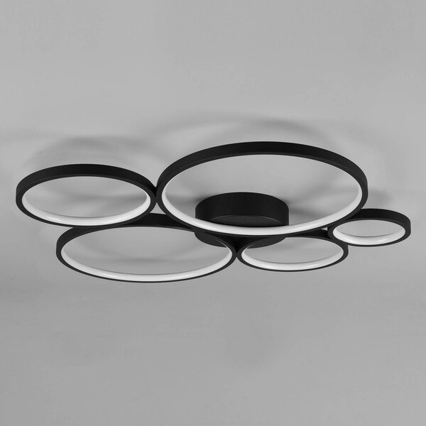 Trio Lighting LED mennyezeti lámpa Rondo, matt fekete, dimmelhető, Fekete, Nappali / Étkező, fém, Modern