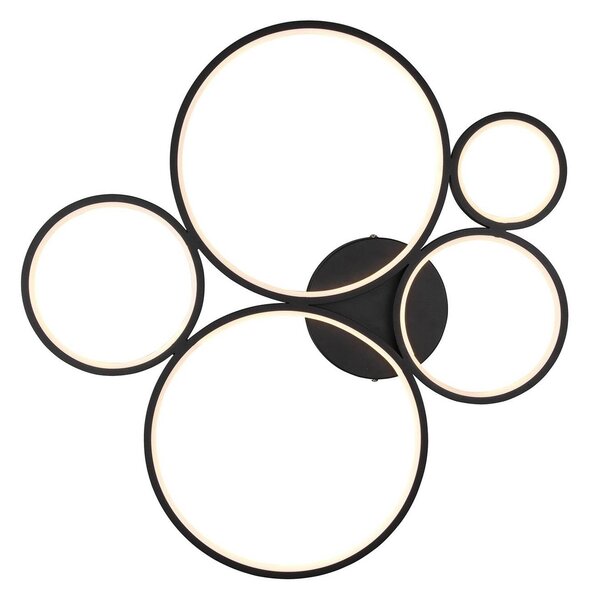 Trio Lighting LED mennyezeti lámpa Rondo, matt fekete, dimmelhető, Fekete, Nappali / Étkező, fém, Modern