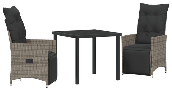 Kert étkező szett párnával 3 pcs Szürke polirattan