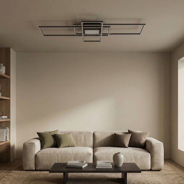 Trio Lighting Irvine LED mennyezeti lámpa 3,000-6,500 K, antracit, dimmelhető, Fekete, Nappali / Étkező, fém, Modern