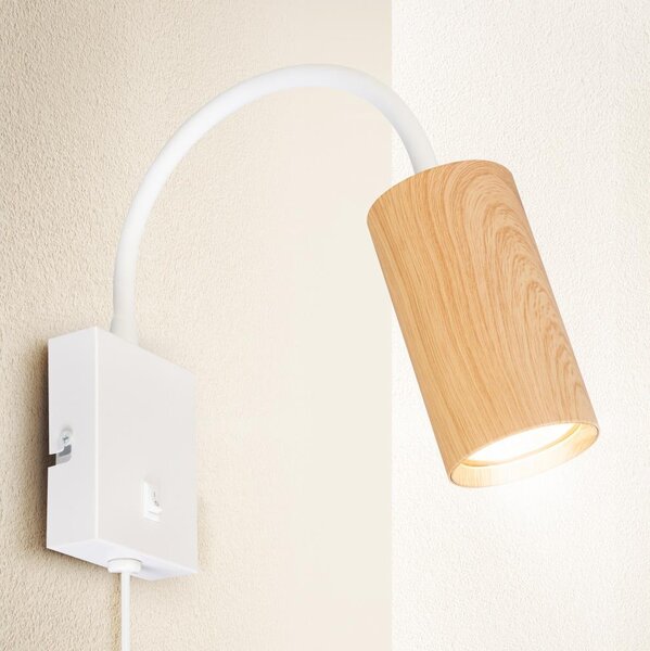 Brilagi Brilagi - Rugalmas fali lámpa SELE 1xGU10/30W/230V fehér/tölgy dekor BG1381