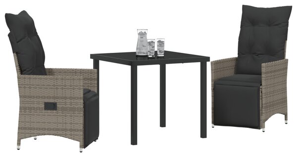 Kert étkező szett párnával 3 pcs Szürke polirattan