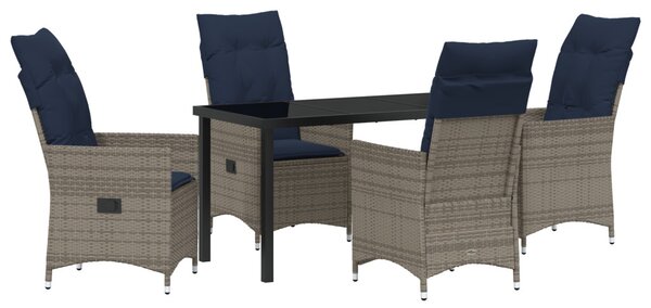Asztal és szék szett 5 db Szürke PE Rattan