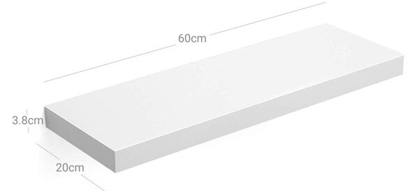 VASAGLE LWS26WT fali polc 60 cm MDF fehér lebegő