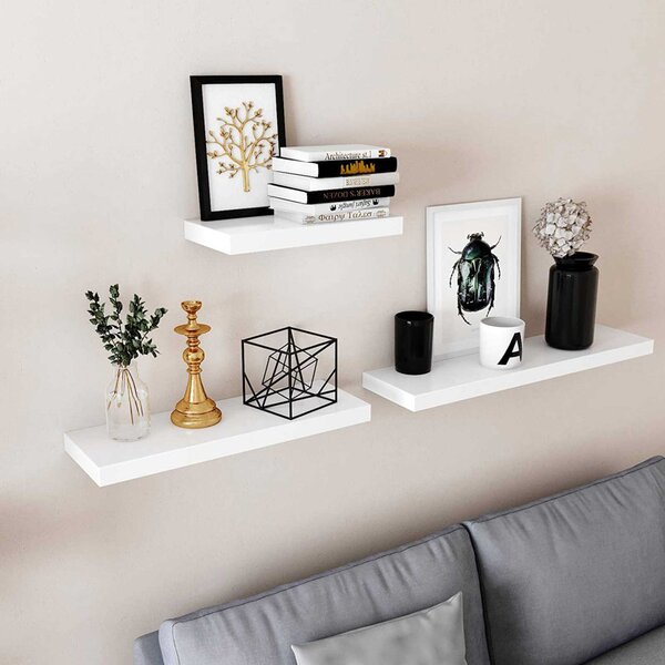 VASAGLE LWS26WT fali polc 60 cm MDF fehér lebegő