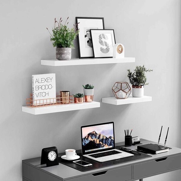 VASAGLE LWS26WT fali polc 60 cm MDF fehér lebegő