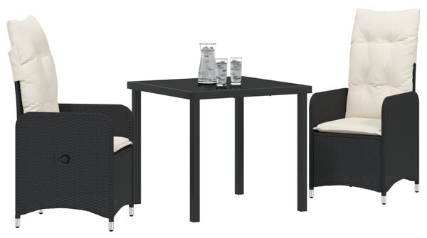 Kert étkező szett 3 pcs Fekete polirattan