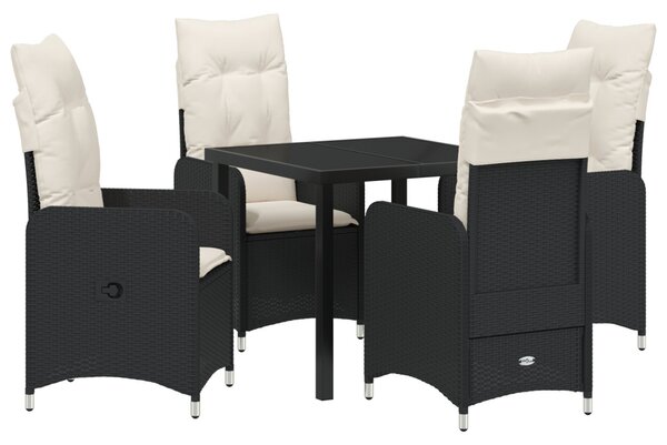 Kert étkező szett 5 pcs Fekete polirattan