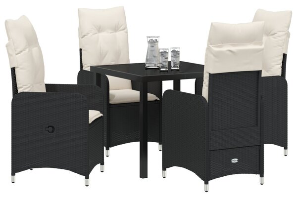 Kert étkező szett 5 pcs Fekete polirattan