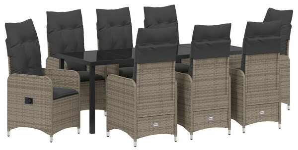 Kert étkező szett 9 pcs Szürke polirattan