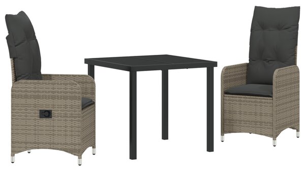 Kert étkező szett 3 pcs Szürke polirattan
