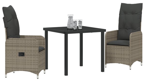 Kert étkező szett 3 pcs Szürke polirattan