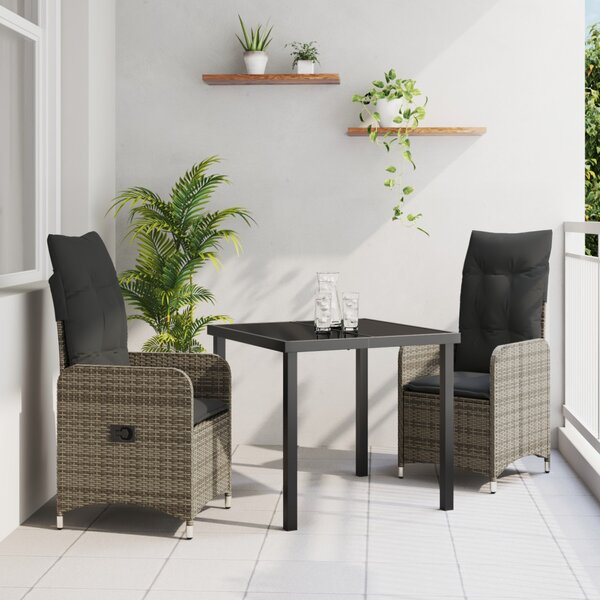 Kert étkező szett 3 pcs Szürke polirattan