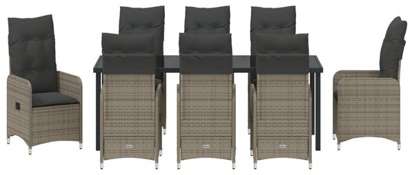 Kert étkező szett 9 pcs Szürke polirattan