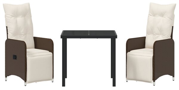 Kert étkező szett 3 pcs Barna polirattan