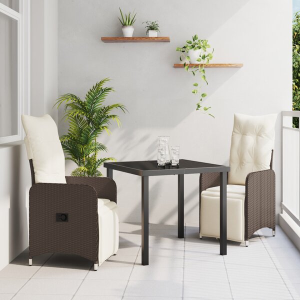 Kert étkező szett 3 pcs Barna polirattan