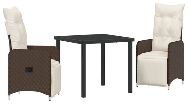 Kert étkező szett 3 pcs Barna polirattan
