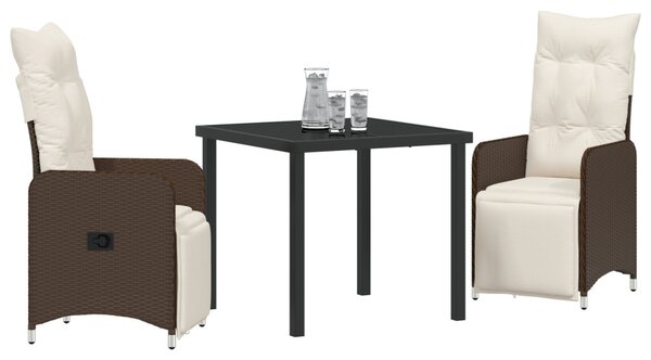 Kert étkező szett 3 pcs Barna polirattan