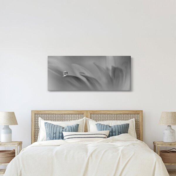 Kép - Csepp a virágon, fekete-fehér (120x50 cm)
