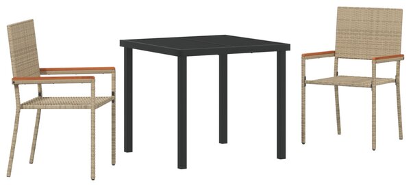 Kert étkező szett párnával 3 pcs Bézs polirattan