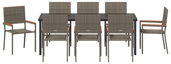Kert étkező szett párnával 9 pcs Szürke polirattan