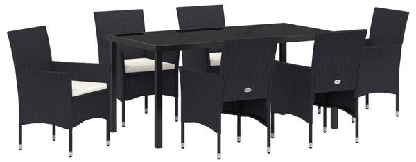 Kert étkező szett párnával 7 pcs Fekete polirattan