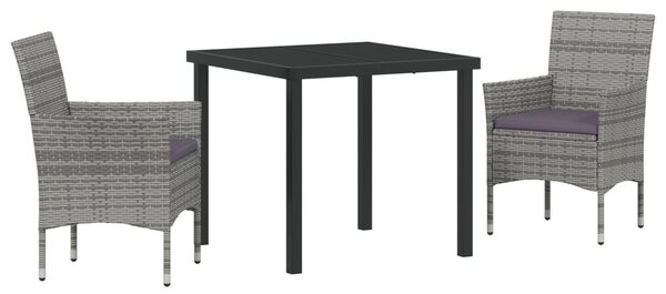 Kert étkező szett párnával 3 pcs Szürke polirattan