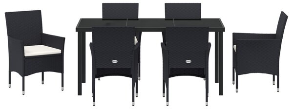 Kert étkező szett párnával 7 pcs Fekete polirattan