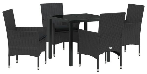 Kert étkező szett párnával 5 pcs Fekete polirattan