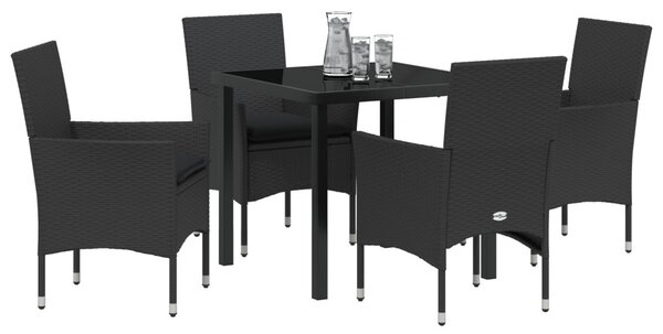 Kert étkező szett párnával 5 pcs Fekete polirattan