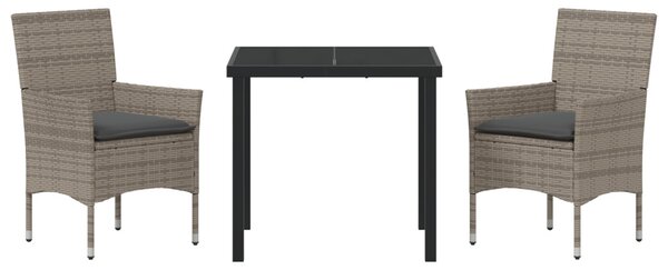 Kert étkező szett párnával 3 pcs Szürke polirattan