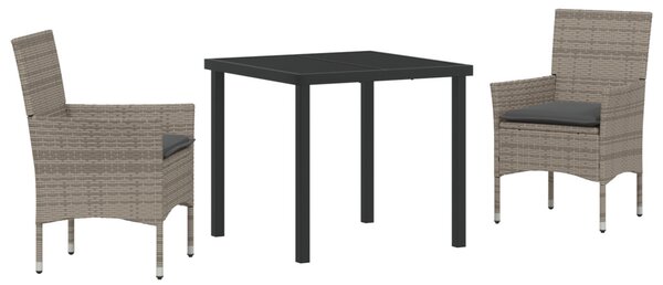 Kert étkező szett párnával 3 pcs Szürke polirattan