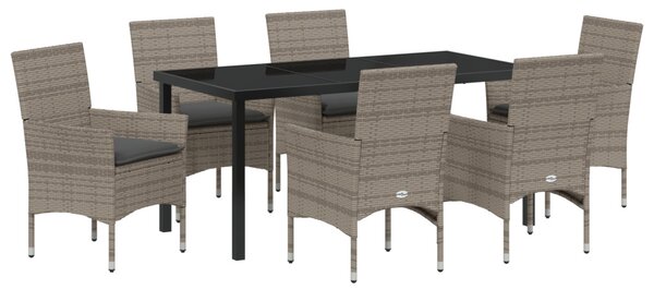 Kert étkező szett párnával 7 pcs Szürke polirattan