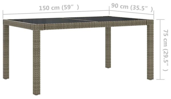 VidaXL Polyrattan Kültéri Étkezőgarnitúra - 5 részes - Szürke