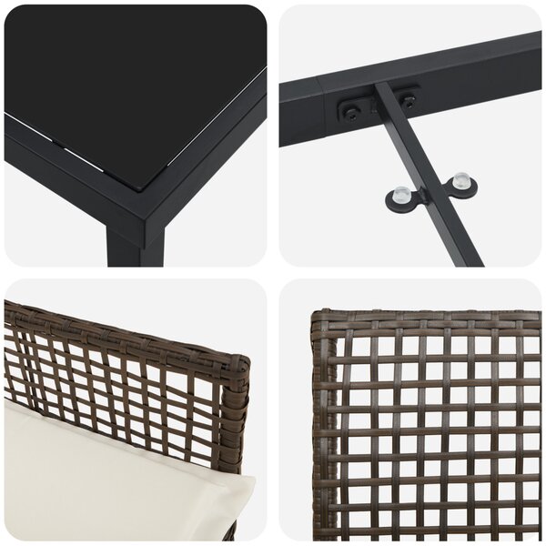 Kert étkező szett párnával 7 pcs Barna polirattan