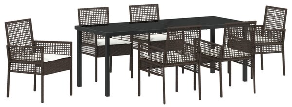 Kert étkező szett párnával 7 pcs Barna polirattan