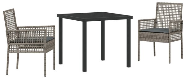 Kert étkező szett párnával 3 pcs Szürke polirattan