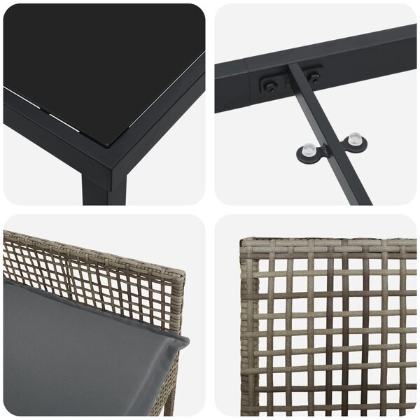 Kert étkező szett párnával 3 pcs Szürke polirattan