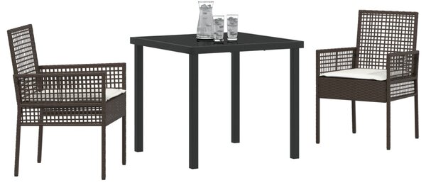 Kert étkező szett párnával 3 pcs Barna polirattan