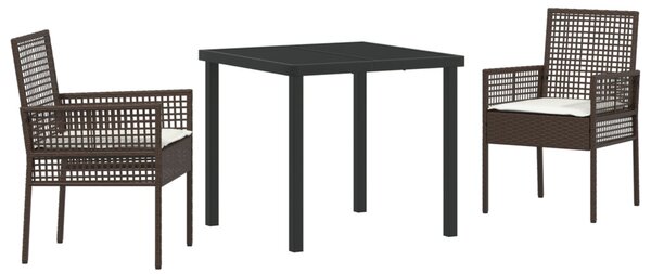 Kert étkező szett párnával 3 pcs Barna polirattan