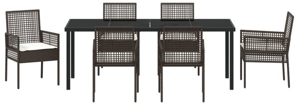 Kert étkező szett párnával 7 pcs Barna polirattan