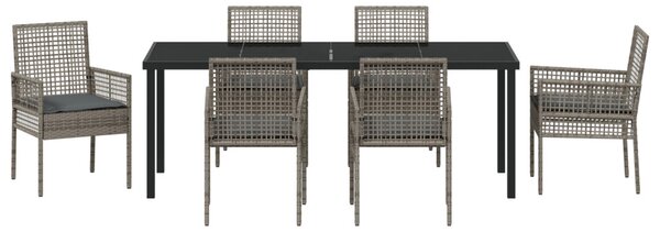 Kert étkező szett párnával 7 pcs Szürke polirattan