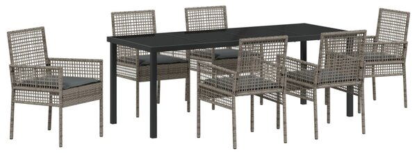 Kert étkező szett párnával 7 pcs Szürke polirattan