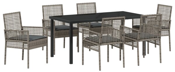 Kert étkező szett párnával 7 pcs Szürke polirattan