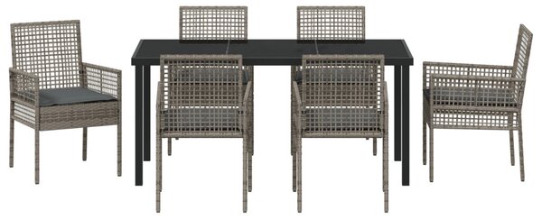 Kert étkező szett párnával 7 pcs Szürke polirattan