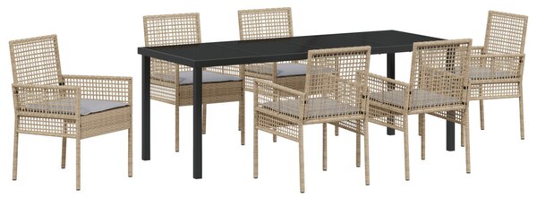 Kert étkező szett párnával 7 pcs Bézs polirattan