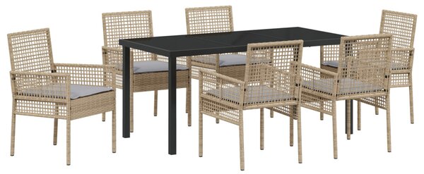 Kert étkező szett párnával 7 pcs Bézs polirattan