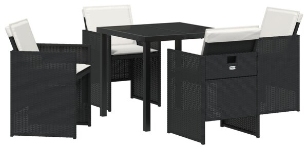 Kert étkező szett párnával 5 pcs Fekete polirattan