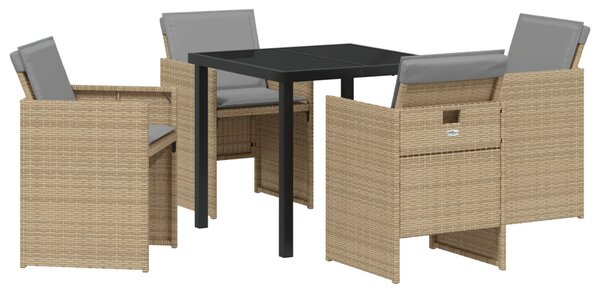 Kert étkező szett párnával 5 pcs Bézs polirattan