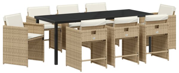 Kert étkező szett párnával 9 pcs Bézs polirattan